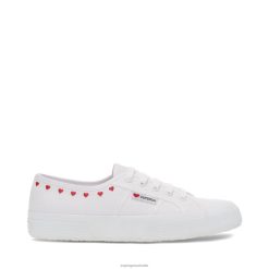 Superga 2750 6JR0T18 White-Red Heart | Superga 2750 Little Hearts Embroidery