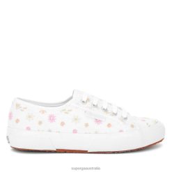 Superga 2750 6JR0T471 White-Multicolour Flowers | Superga 2750 Flowers Embroidery