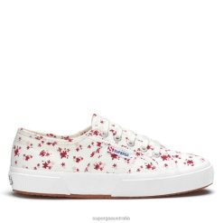 Superga 2750 6JR0T495 White-Red | Superga 2750 Flower Print White Avorio-Red