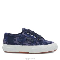 Superga 2750 6JR0T679 Blue Grey | Superga 2750 Kids Camo Ripstop