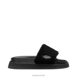 Superga Australia 6JR0T207 Total Black | Superga 1918 Slide Platform Faux-Fur