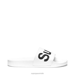 Superga Australia 6JR0T213 White Black White | Superga 1908 Slides Polysoft