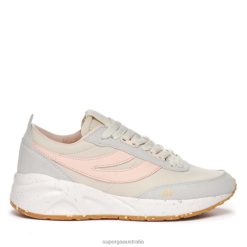 Superga Australia 6JR0T309 Beige Gesso-Grey-Pink | Superga 4089 Training 9Ts Slim Vegan Faux Leather Beige Gesso-Grey Lt-Pink Ish-B