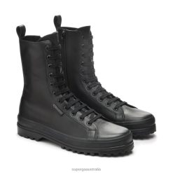 Superga Australia 6JR0T410 Total Black Black | Superga 2641 Alpina High Nappa