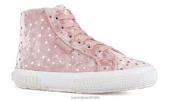 Superga Australia 6JR0T656 Pink Pale Lilac-Pink | Superga 2795 Kids Velvet Stars Smoke Sta