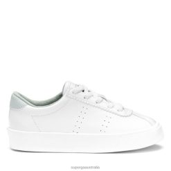 Superga Australia 6JR0T678 White-Green Iceberg | Superga 2843 Kids Club S Vegan Leather