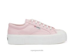 Superga Shoes 6JR0T180 Pink White | Superga 2631 Stripe Platform Vegan