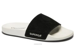 Superga Shoes 6JR0T230 Beige Lt Sand-Black | Superga 1908 Slides Buttersoft
