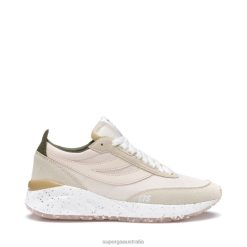 Superga Shoes 6JR0T23 Pink Almond-Green Olive | Superga 4089 Training 9Ts Slim Vegan L