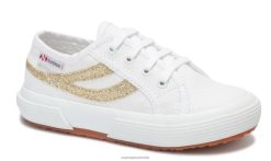 Superga Shoes 6JR0T299 White-Gold | Superga 2953 Swallow Tail Cotmicroglit