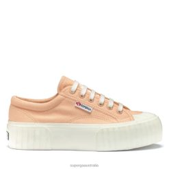 Superga Shoes 6JR0T327 Pink Peach | Superga 2631 Stripe Platform -F Avorio