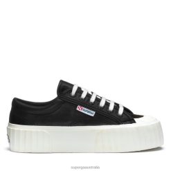 Superga Shoes 6JR0T389 Black-White | Superga 2631 Stripe Platform Vegan Avorio