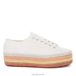 Superga Shoes 6JR0T411 White-Bgesso-Oapricot-B | Superga 2790 Multicolour Rope White Avorio-Bgesso-Oapricot-B