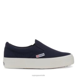 Superga Shoes 6JR0T435 Navy | Superga 2740 Platform Slip On -F Avorio