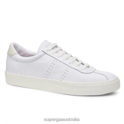 Superga Shoes 6JR0T57 White-White-Beige Gesso | Superga 2843 Club S Comfort Leather