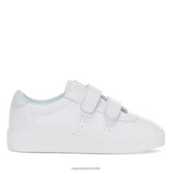Superga Shoes 6JR0T596 White-Azure Ice | Superga 2843 Kids Club S Straps Vegan