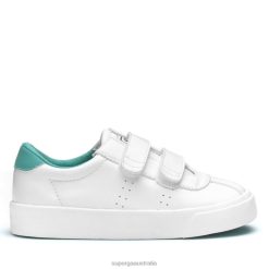Superga Shoes 6JR0T672 White-Turquoise Dusty | Superga 2843 Kids Club S Vegan